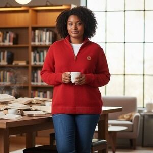 Ralph Lauren Red Quarter Zip Sweater